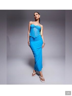 Princess Polly blue tube top and long skirt set, saracho set blue
